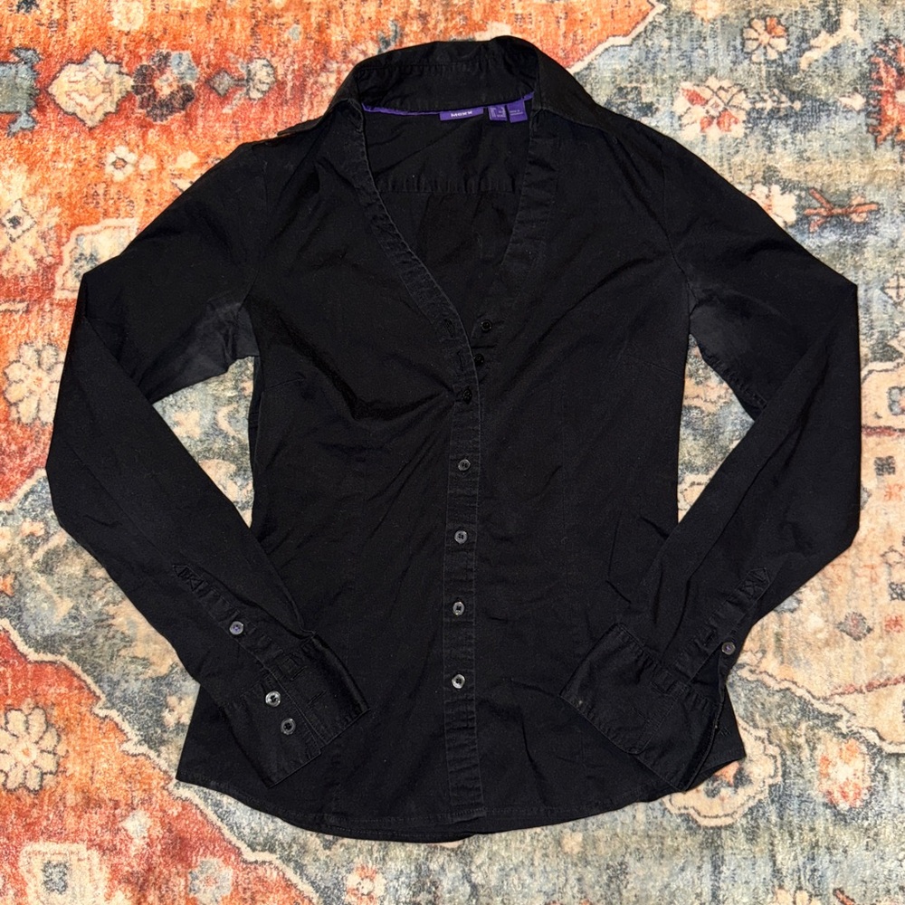 V-Neck Button Down Long Sleeve Top - Womens size US 4